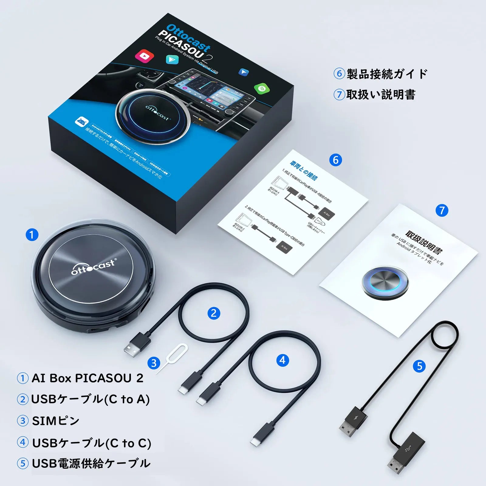 期間限定販売【HDMIハーネス＋リモコン」は無料です。】-【公式】Ottocast オットキャスト PICASOU2 CarPlay AI