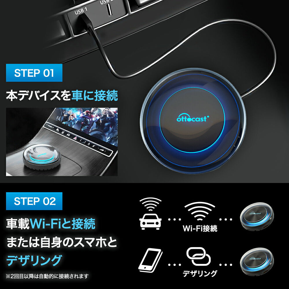 期間限定販売-【公式】Ottocast オットキャスト PICASOU2 CarPlay AI Box-【HDMIハーネス＋リモコン」は無料