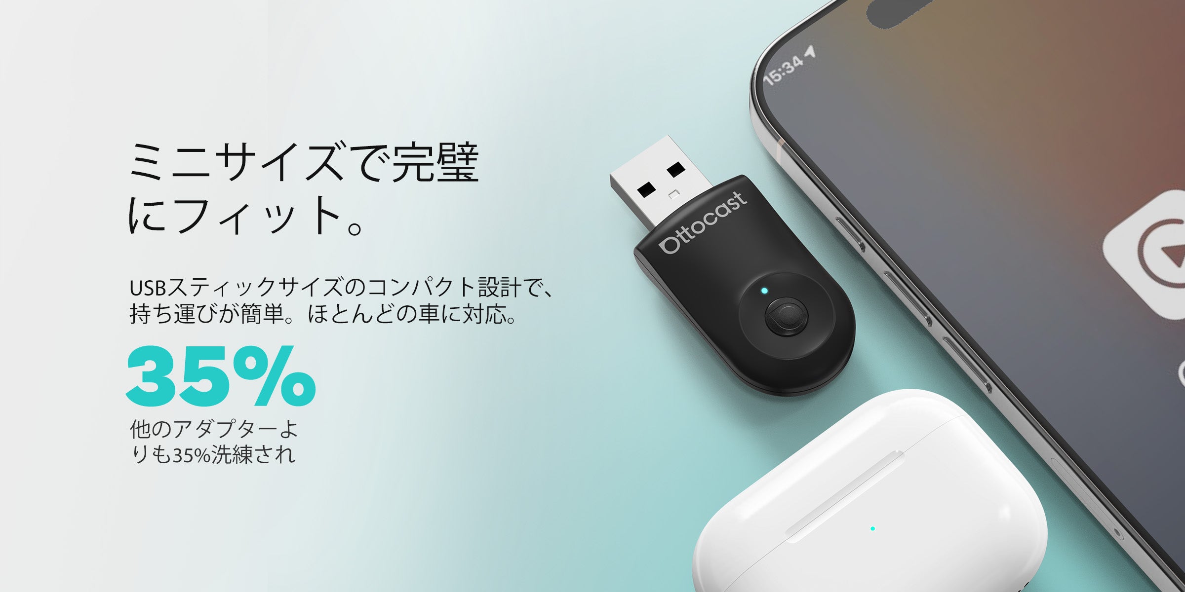 OTTOCAST MINIワイヤレスCarPlay/Android Autoアダプター