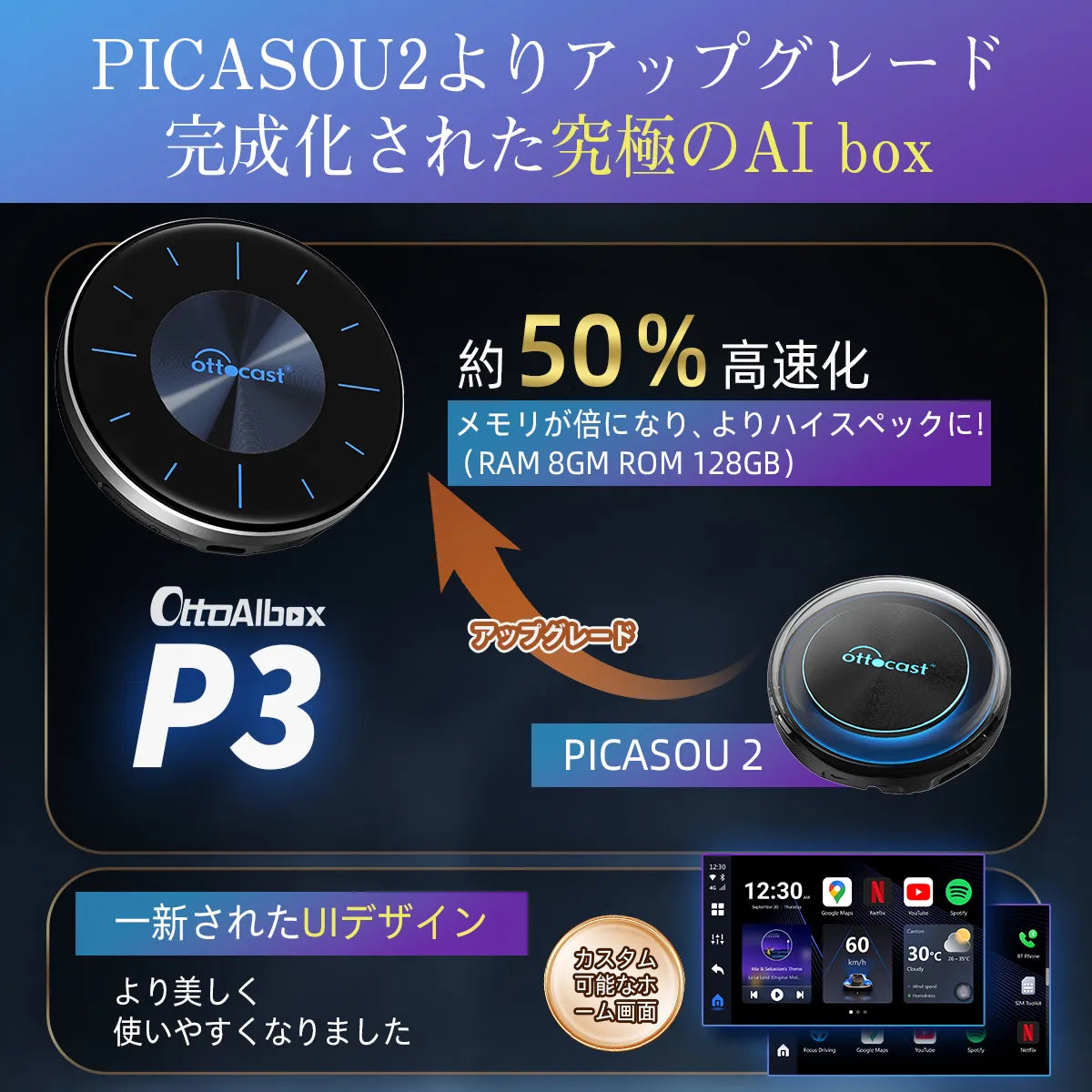 ⚡2024 Ottocast 2 0％オフ＆特典付き💝 🔥 OttoAibox P3 CarPlay AI Box