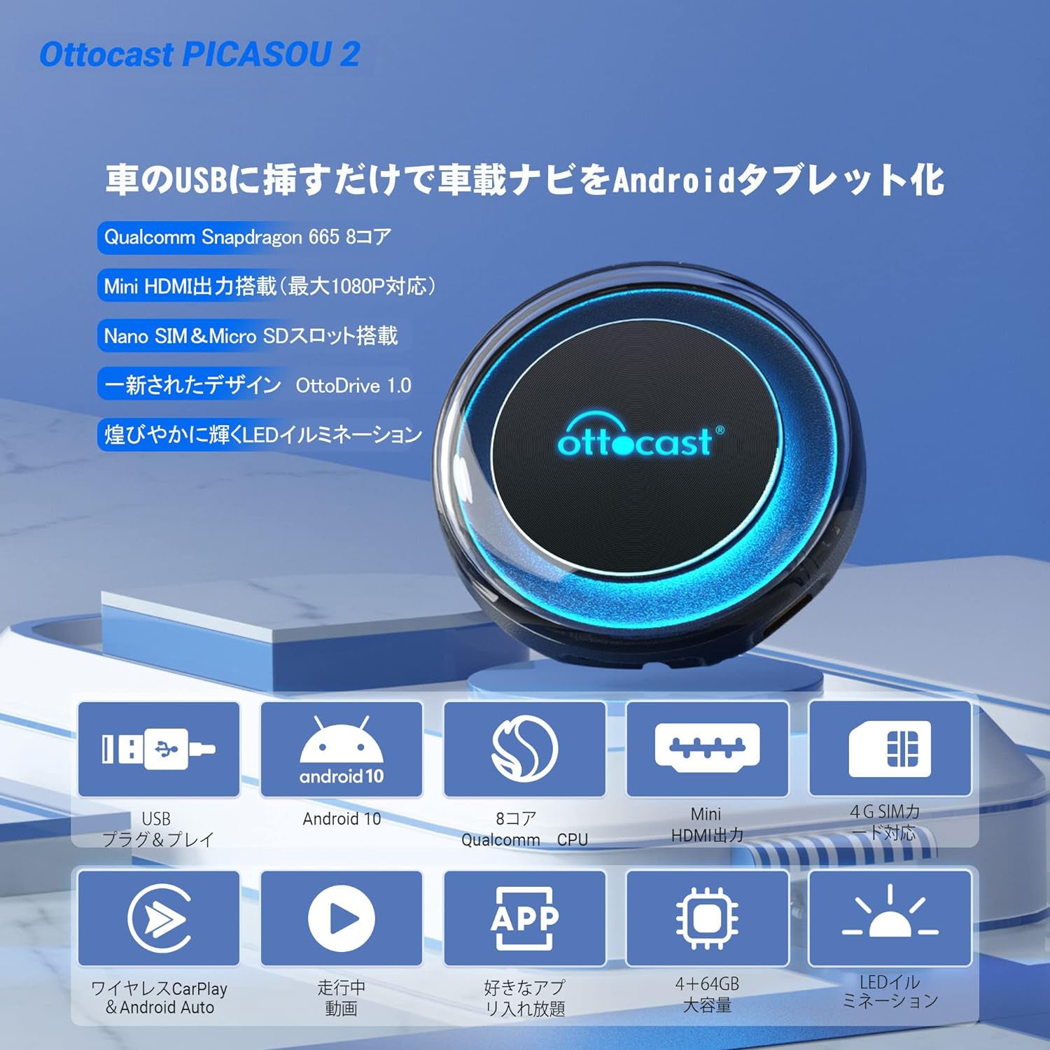 オットキャスト PICASOU 2 CarPlay AI Box