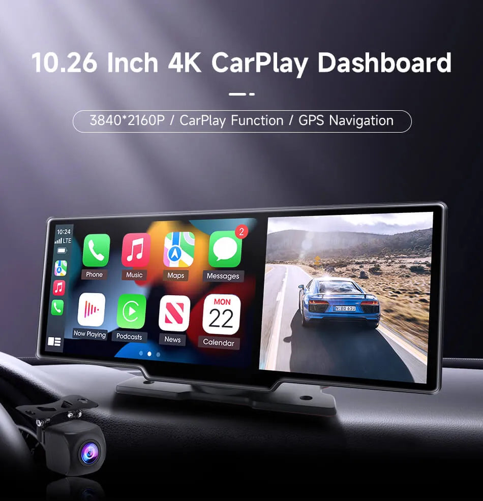 ポータブル 10 インチ Apple CarPlay & Android Auto カーディスプレイスクリーン
