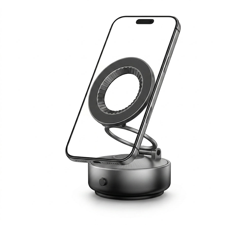 【凹凸面用】電動真空吸着式スマホホルダー